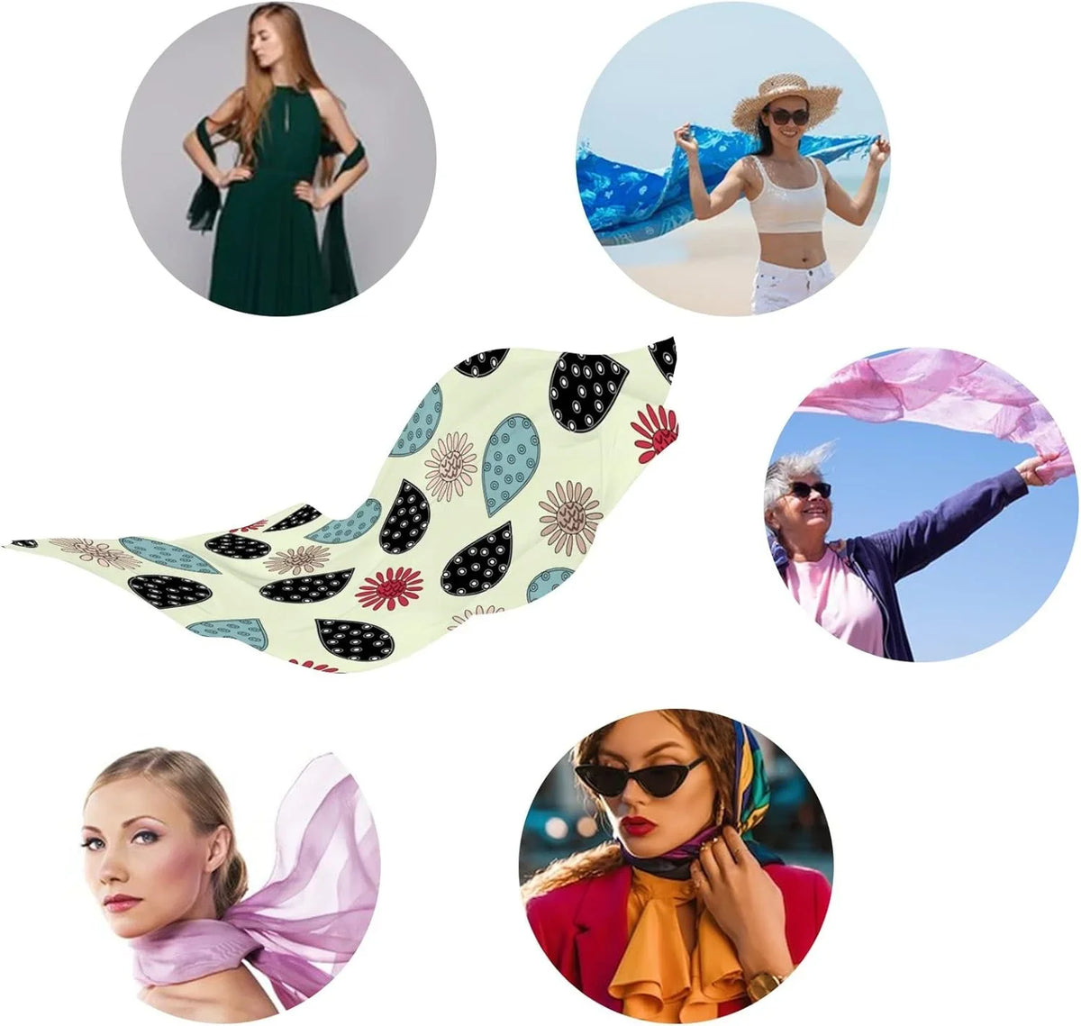 Neck for Doodles Women Scarf Scarves Hyjoy Girls Lightweight Flower Wrap Long Silk Shawl