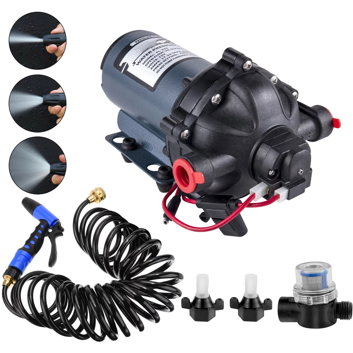 Yacht BENTISM for Coiled 25 Automatic GPM Foot Rv Hose 70 5.3 PSI Marine Pump RV Diaphragm Caravan Pump Per Boats liquid Washdown liquid Minute Gallons with 5.5 Pumps Pump 12V