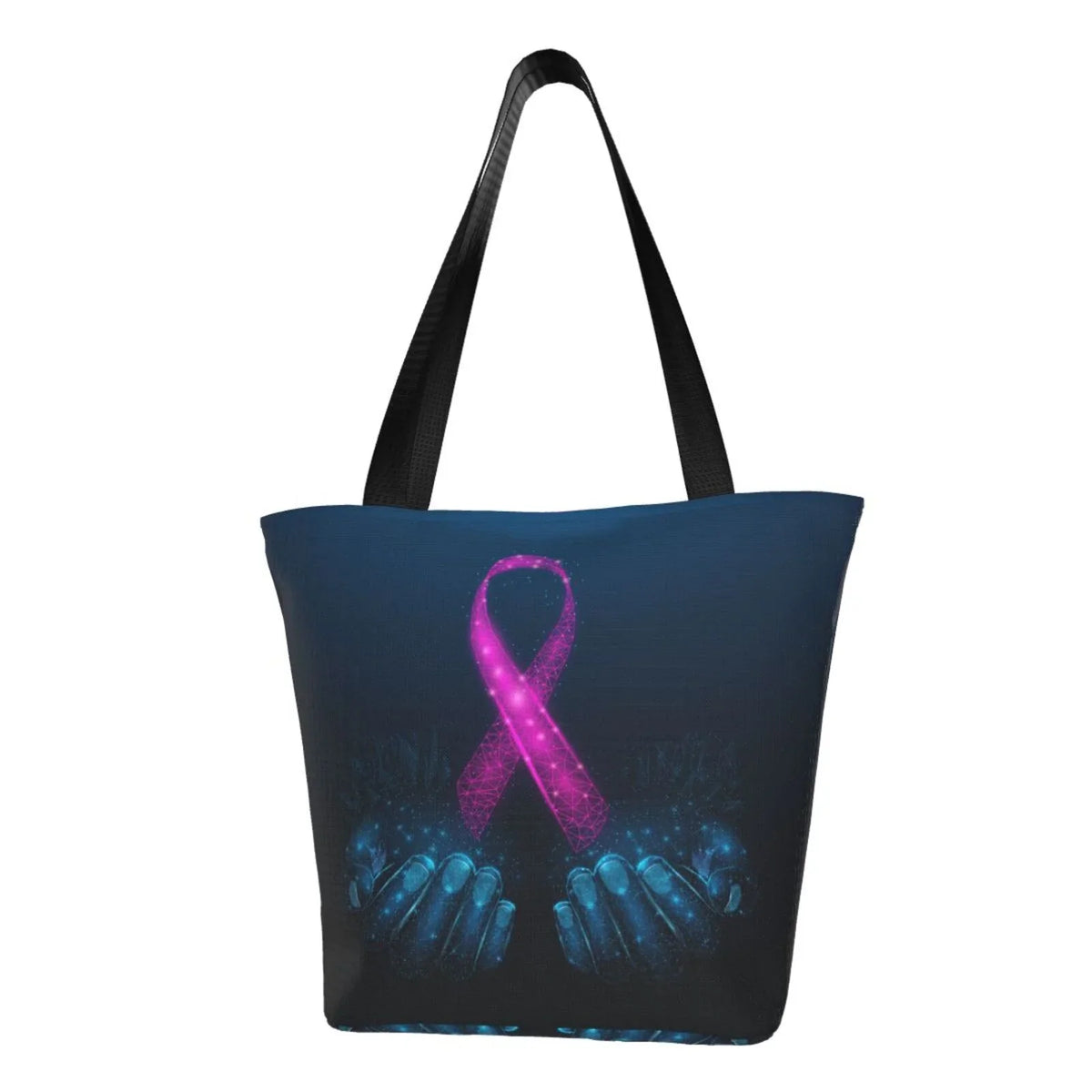 Hands Pink Large Human Holds Two Tote Are Hobos Bag Shopping Awareness Handbags Ribbon Bag,Shoulder Lukts Women'S Bag Capacity