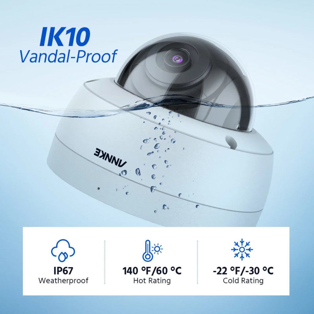 Vandal-Proof 4Pcs 256 Access PoE Camera IP ANNKE Supports Audio Weatherproof 4K GB Recording IK10 H.265+ with IP67 Ultra Motion ONVIF 8MP Remote Alerts Dome HD Card TF Security