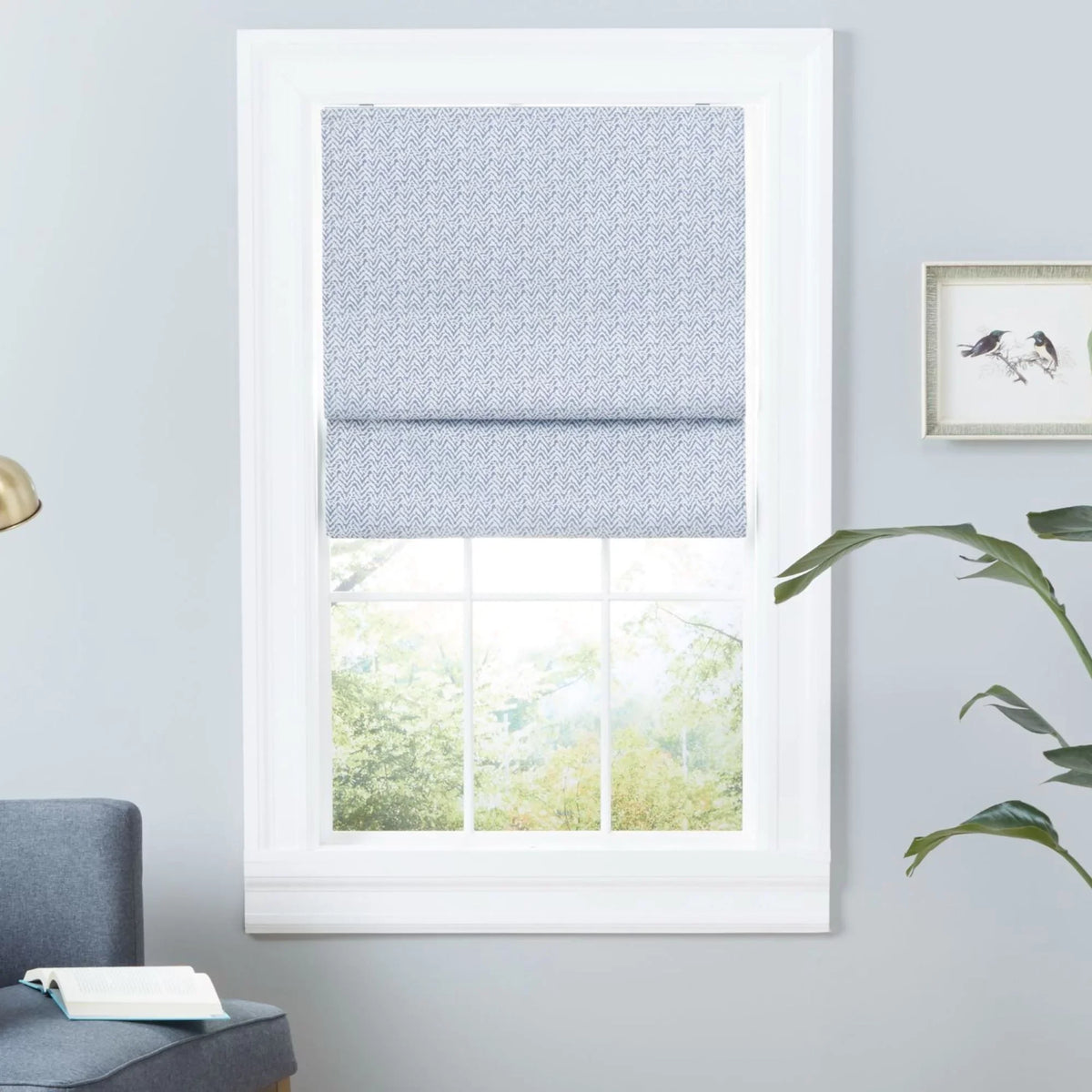 Total Esme Exclusive Blackout Shade, Roman 27"x64", Blue Slate Home