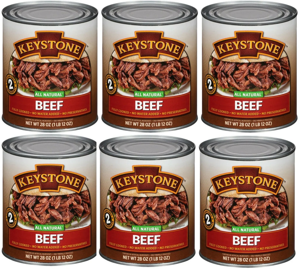 Meats Keystone Beef Ounce ✅ Cans All Emergency 28 Pack) Life Canned Food Camping Shelf ✅ (12 Long Natural
