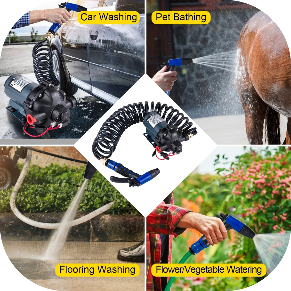 Yacht BENTISM for Coiled 25 Automatic GPM Foot Rv Hose 70 5.3 PSI Marine Pump RV Diaphragm Caravan Pump Per Boats liquid Washdown liquid Minute Gallons with 5.5 Pumps Pump 12V