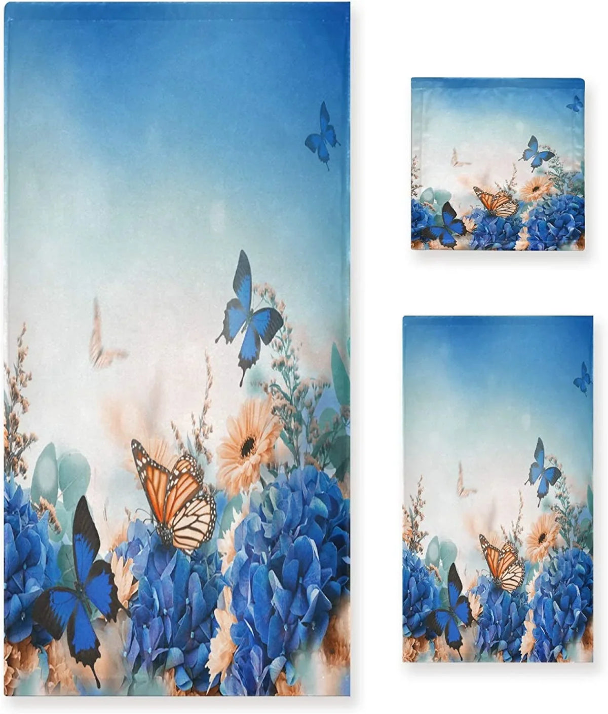 Decorative Hotel, for Spa Towel+1 Butterfly Set Flowers Towel+1 Bath Soft Luxury of Washcloth, Gym, Towels, 3 Beautiful Wellsay Shrubs and Multipurpose 1 Kitchen Bathroom, Hand