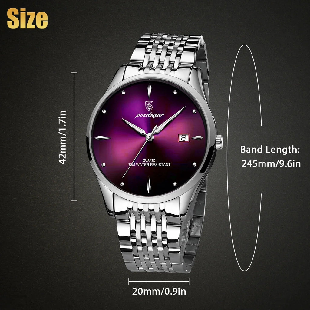 Quartz Men's Steel Waterproof Stainless Classic Luxury Wristwatch Luminous Watch