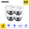 Vandal-Proof 4Pcs 256 Access PoE Camera IP ANNKE Supports Audio Weatherproof 4K GB Recording IK10 H.265+ with IP67 Ultra Motion ONVIF 8MP Remote Alerts Dome HD Card TF Security