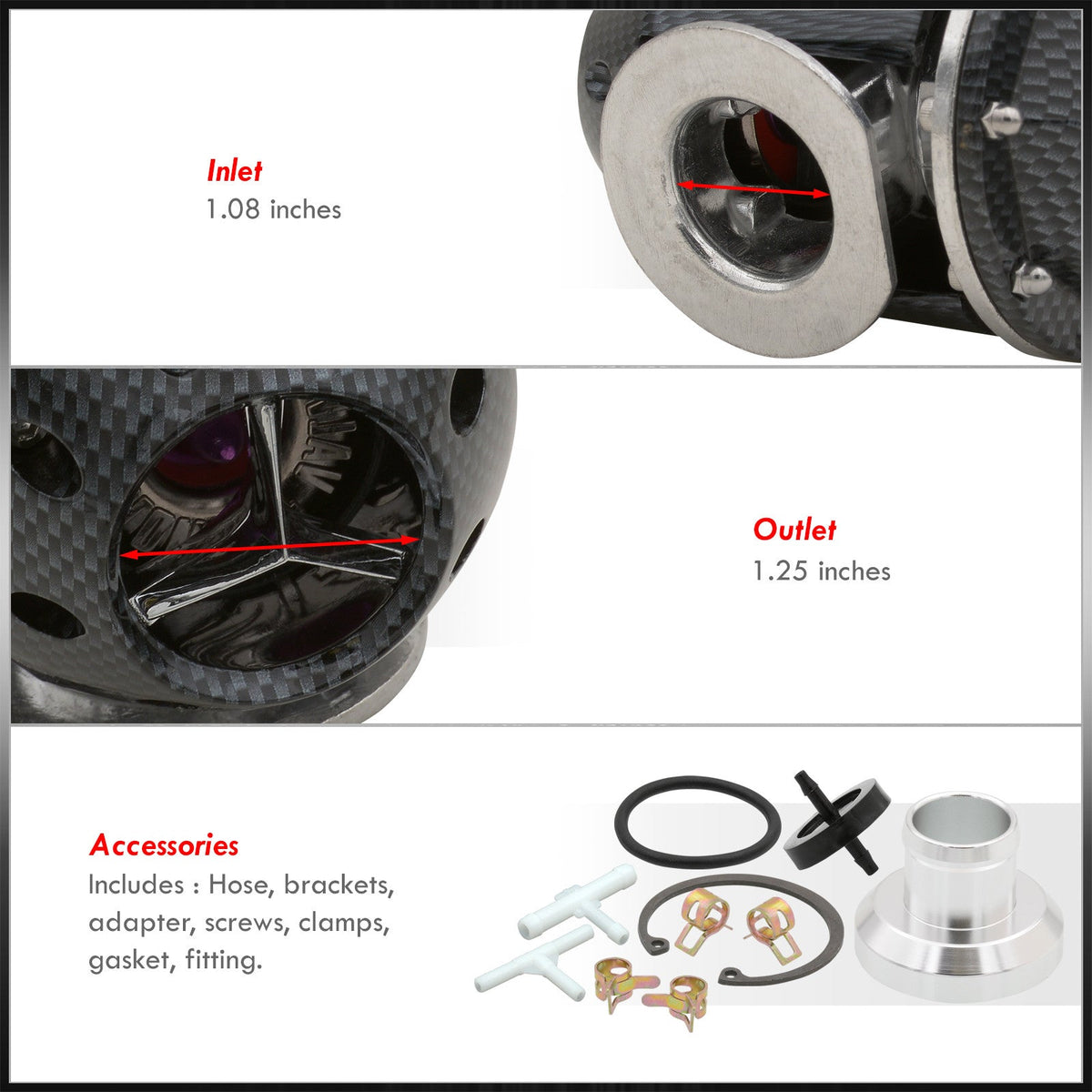 '+ (Carbon Charger Weldable Blow Flange Adapter O-Ring Kit design Valve Fiber) Turbocharger BOV SQV Turbo - Universal Off Aluminum Billet