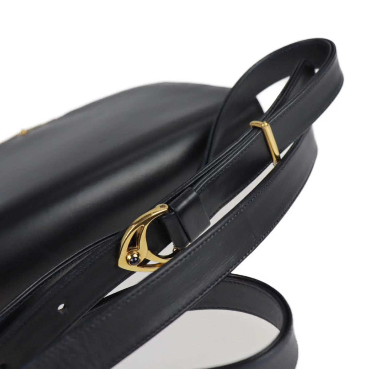 sapphire CARTIER line 2WAY dark (Good) bag leather navy clutch Pre-Owned shoulder calf Cartier