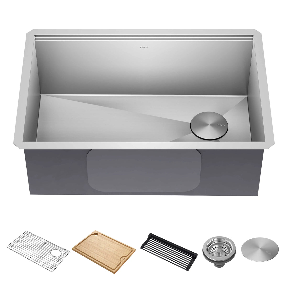 16 Kore Single 28Undermount Steel with Accessories Sink Workstation Kitchen Stainless Kraus Bowl Gauge