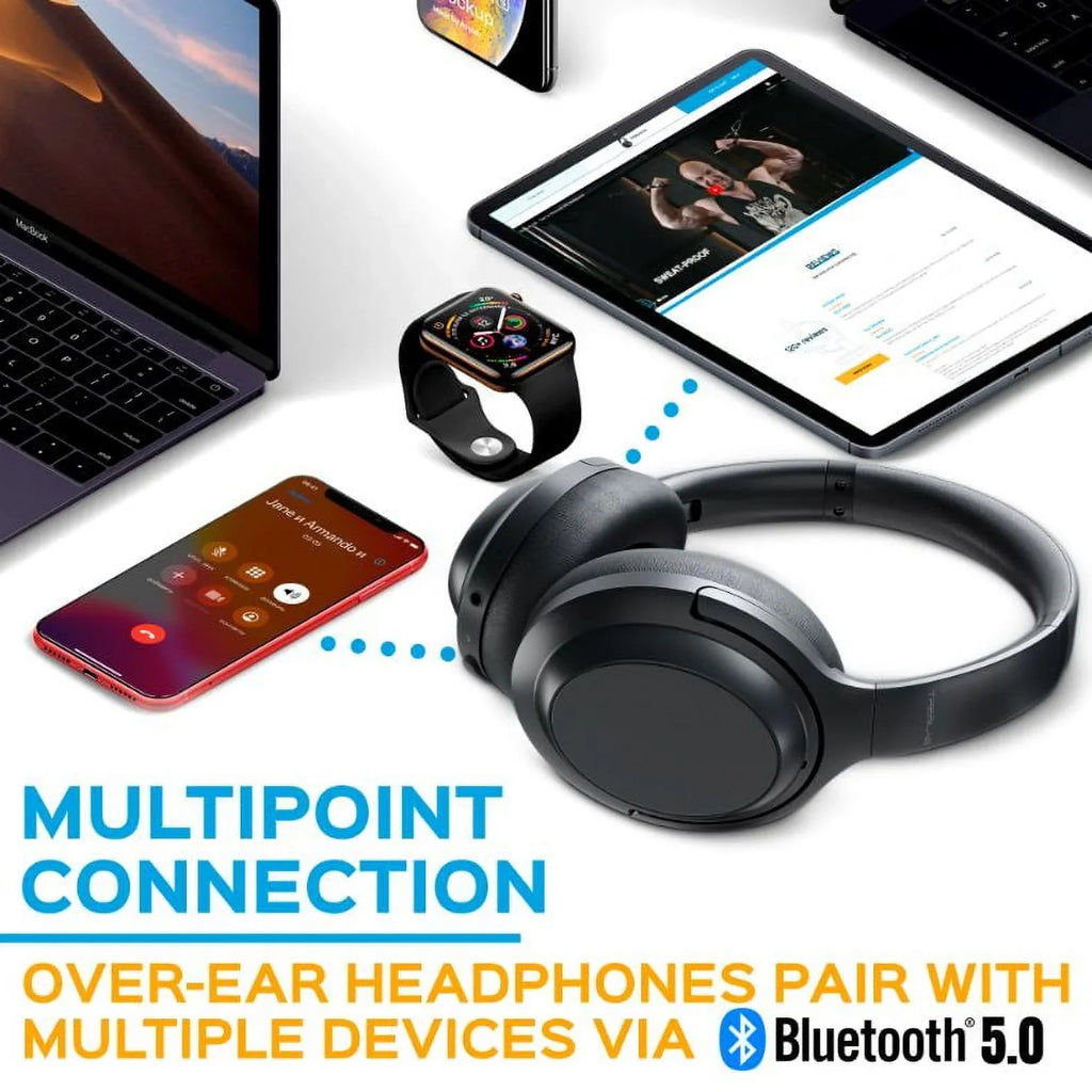 Sound, & with Ear Z7 (Grey) Mic PRO Touch Control w/aptX, Playtime Charging, Stereo USB-C Headphones TREBLAB Over Fast ANC - Bluetooth Canceling Wireless 45H - Active Hybryd Noise Headphones