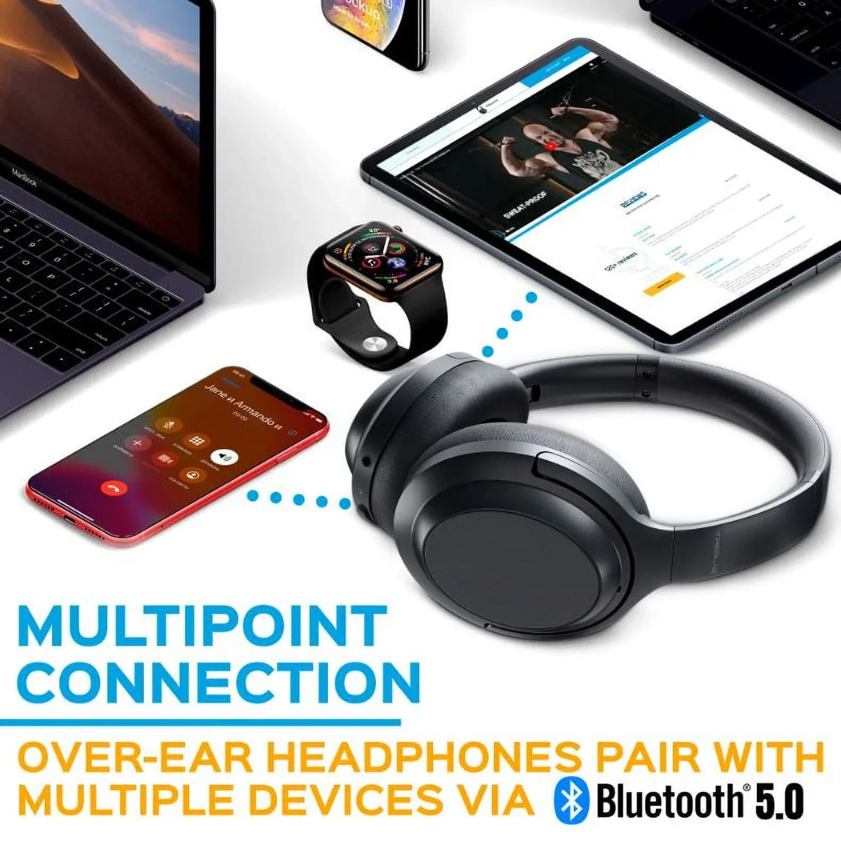 Sound, & with Ear Z7 (Grey) Mic PRO Touch Control w/aptX, Playtime Charging, Stereo USB-C Headphones TREBLAB Over Fast ANC - Bluetooth Canceling Wireless 45H - Active Hybryd Noise Headphones
