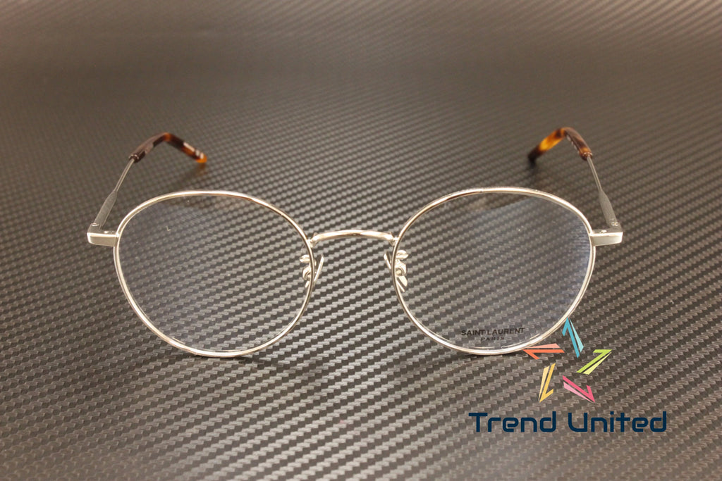 52mm Panthos F Silver SAINT LAURENT 002 Metal Mens Round SL Oval 237 Eyeglasses