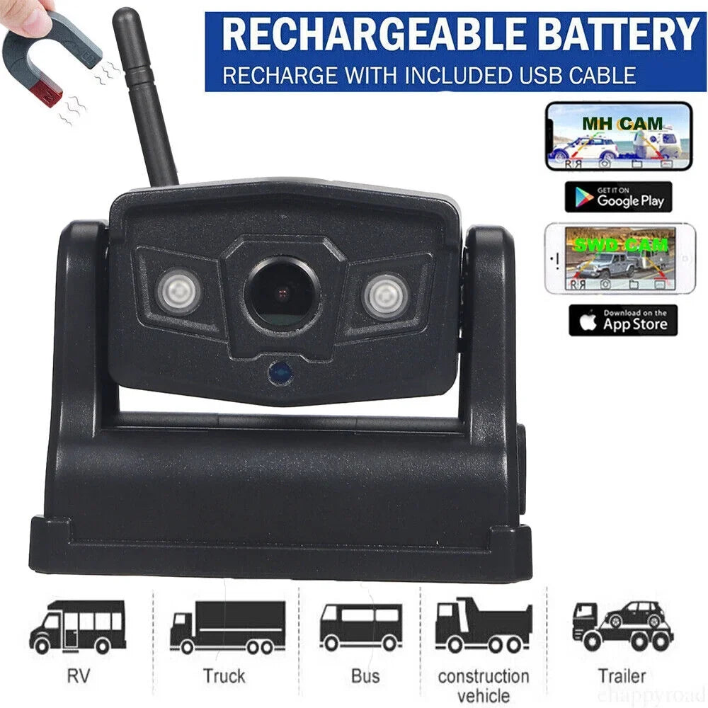 Wireless, JahyShow View Backup Magnetic 9600mAh Camera, Front/Rear High-Capacity Battery WiFi