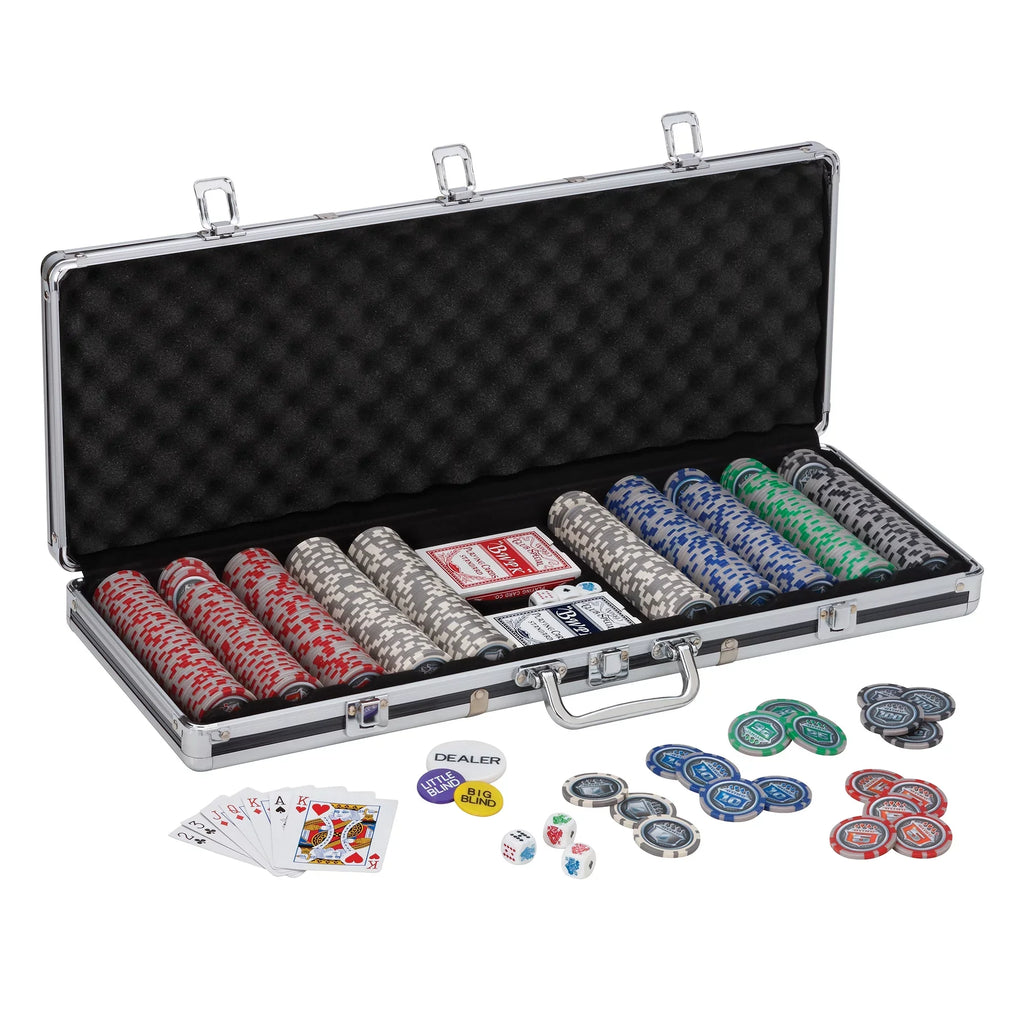 13.5 Chip Folding Bling Poker Chip 2pc. Tray- Poker Cat Texas Fat and Set, Hold'Em Table, Fat Grams Cat 500Ct