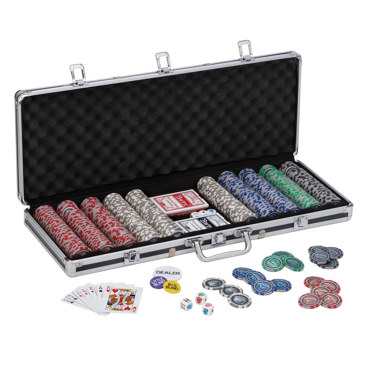 13.5 Chip Folding Bling Poker Chip 2pc. Tray- Poker Cat Texas Fat and Set, Hold'Em Table, Fat Grams Cat 500Ct
