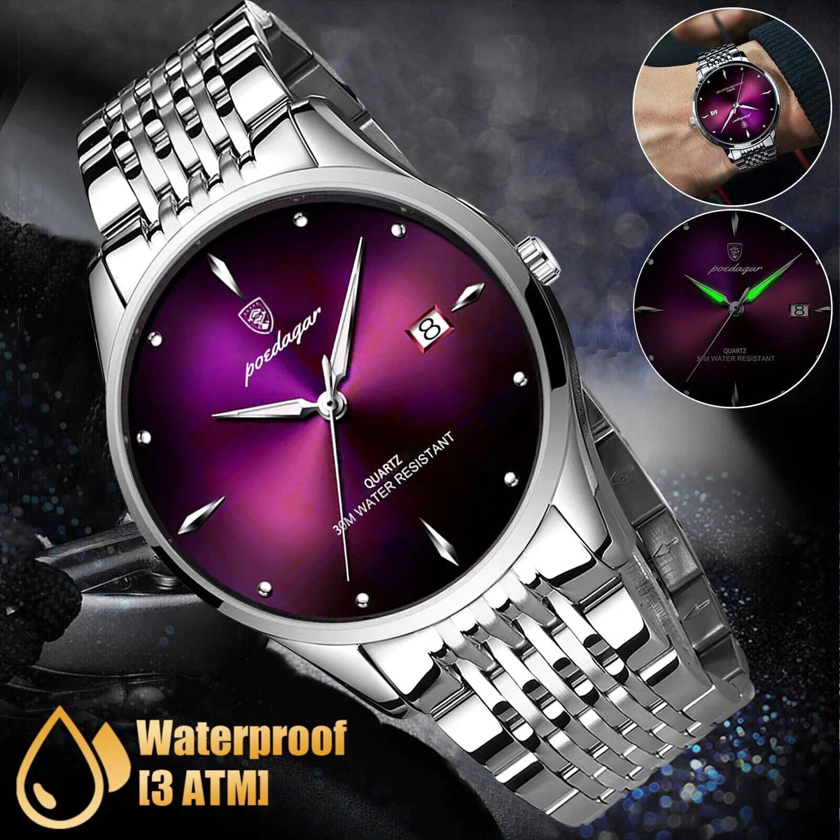 Quartz Men's Steel Waterproof Stainless Classic Luxury Wristwatch Luminous Watch