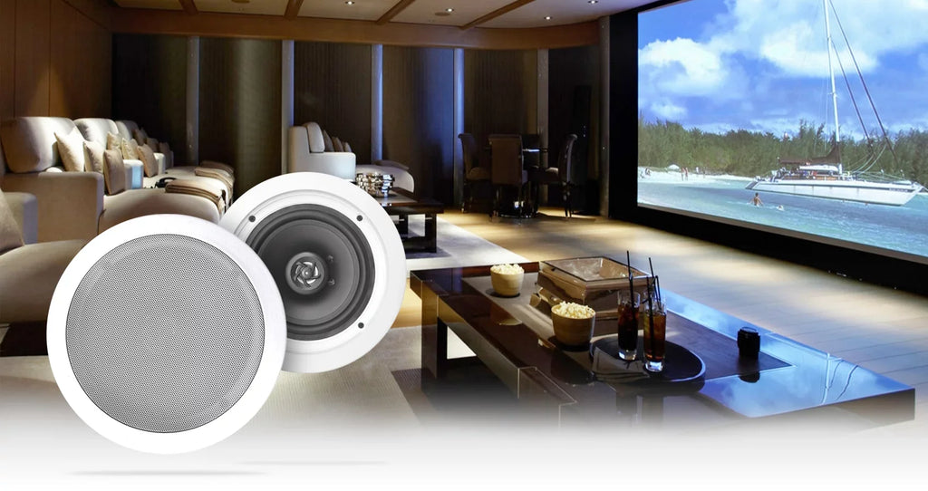 LED Receiver+(8) Ceiling 6.5" Theater Amp/Home Rockville White Speakers Tube