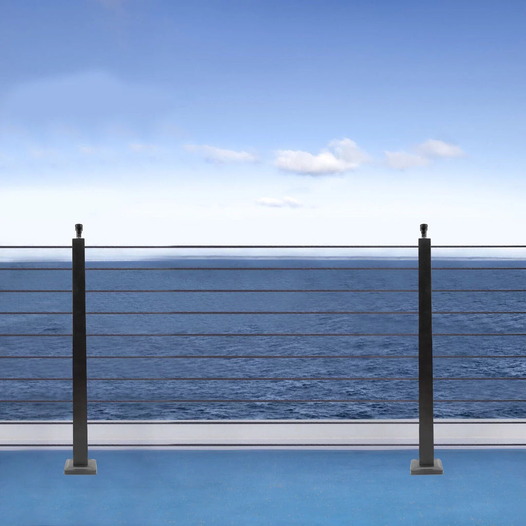 Stainless Two Square for 36''x2''x2'' Railing Sides Fence Concrete Post Level Pre-Drilled Cable Wood Railing Cable Steel Deck System Post Level