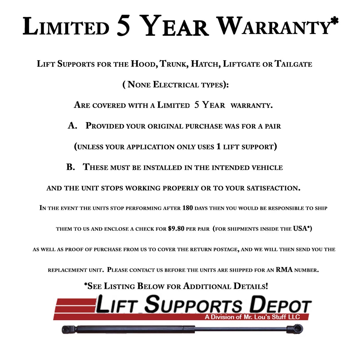 Lift. PM3839-a Lift 4Runner 2002 1999 Depot Qty 1998 Gas 2 1996 Supports 2001 Pm3839 2000 Liftgate Fits - to 1997 Shock