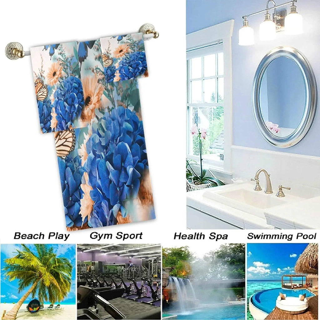 Decorative Hotel, for Spa Towel+1 Butterfly Set Flowers Towel+1 Bath Soft Luxury of Washcloth, Gym, Towels, 3 Beautiful Wellsay Shrubs and Multipurpose 1 Kitchen Bathroom, Hand