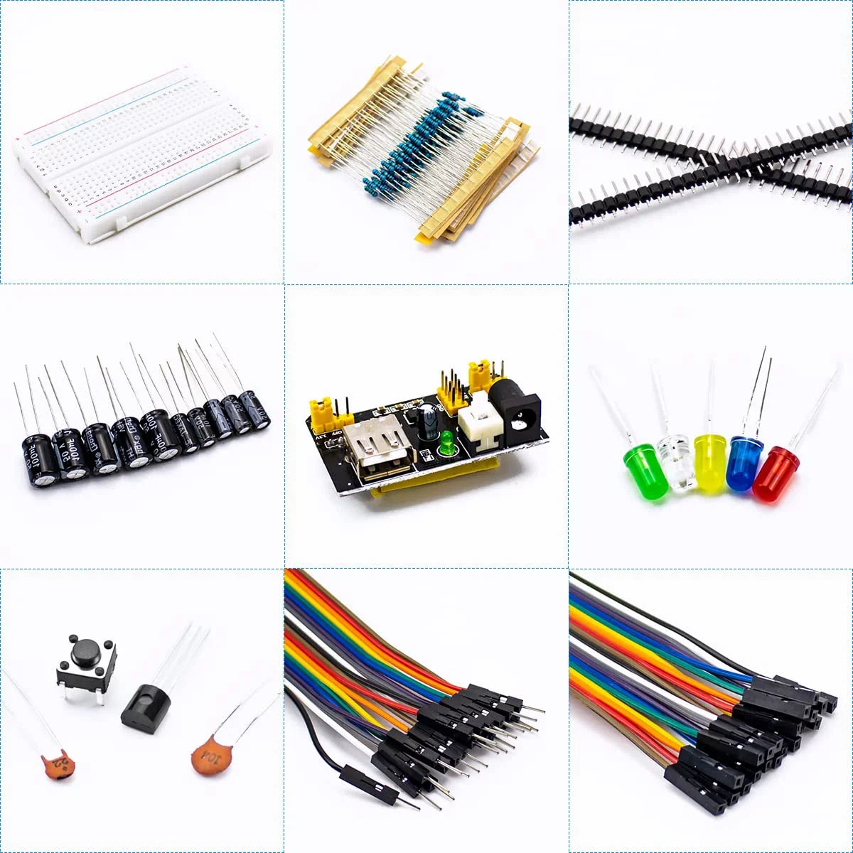 Potentiometer Fun Module, Electronic Resistor, Breadboard, Supply Capacitor, with , Power Bundle Kit