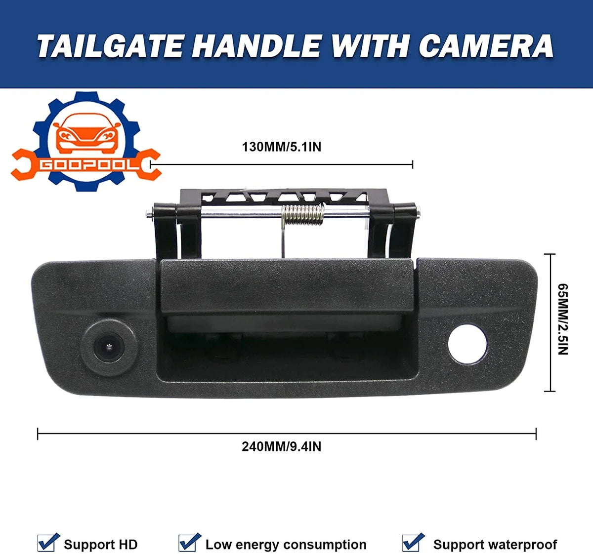 Dodge Camera 2009-2017 with Tailgate View 3500（RCA Ram Compatible Connector） Rear 2500 1500 Handle Backup