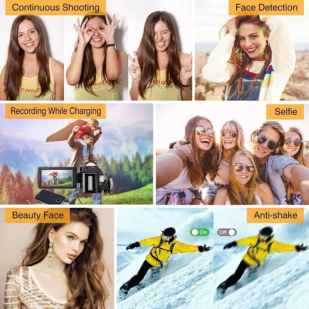 Youtube Screen Camera Camera Control 3.0" IPS Wifi 4K for Video Camera & Vlogging Camcorder 48MP Ultra Microphone HD Touch Remote Digital with
