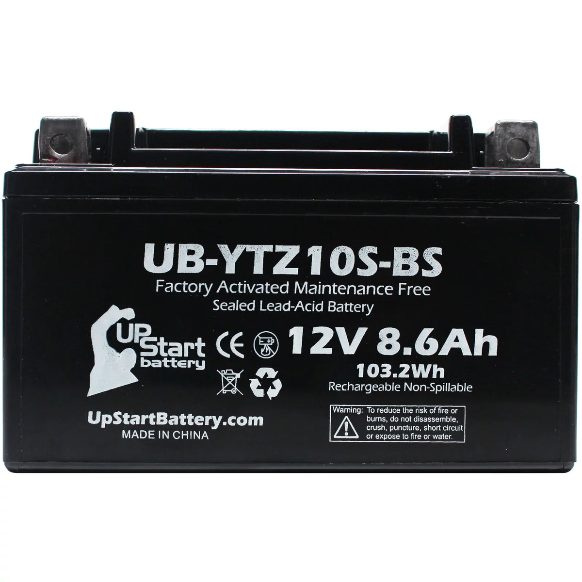 Yamaha Maintenance Motorcycle 1000CC YZF-R1 8.6Ah, Replacement 12V, Activated, UB-YTZ10S-BS Free, UpStart Battery Battery for 2011 5-Pack - Factory
