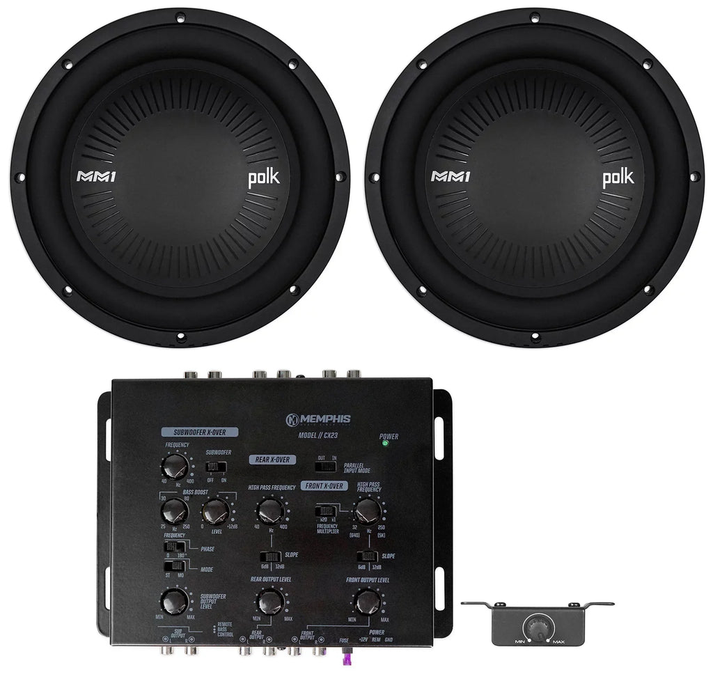 Subs+Crossover MM1042DVC Audio Audio 1200w Polk Subwoofers 10” (2) Car/Marine