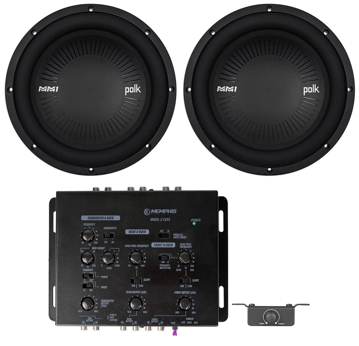 Subs+Crossover MM1042DVC Audio Audio 1200w Polk Subwoofers 10” (2) Car/Marine
