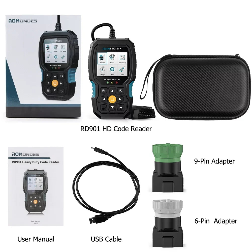 HD Scanner Diagnostic HD Scan Scanner Reader OBD OBD2 All Oil RD901 Car Romondes Duty Diesel Heavy System Code Duty in Light Tool DPF 2 Truck Reset Tool EOBD 1 Truck with OBD Heavy