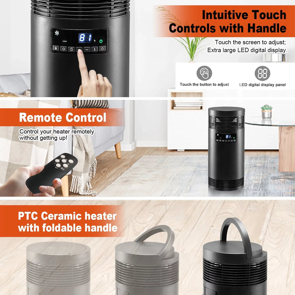 with Use, Only PTC Office Space Electric Safety Ceramic Desk Thermostat, Mode, Heater Protection Surround 1500W for Portable 360° with Office Indoor Heater Fan for Heater