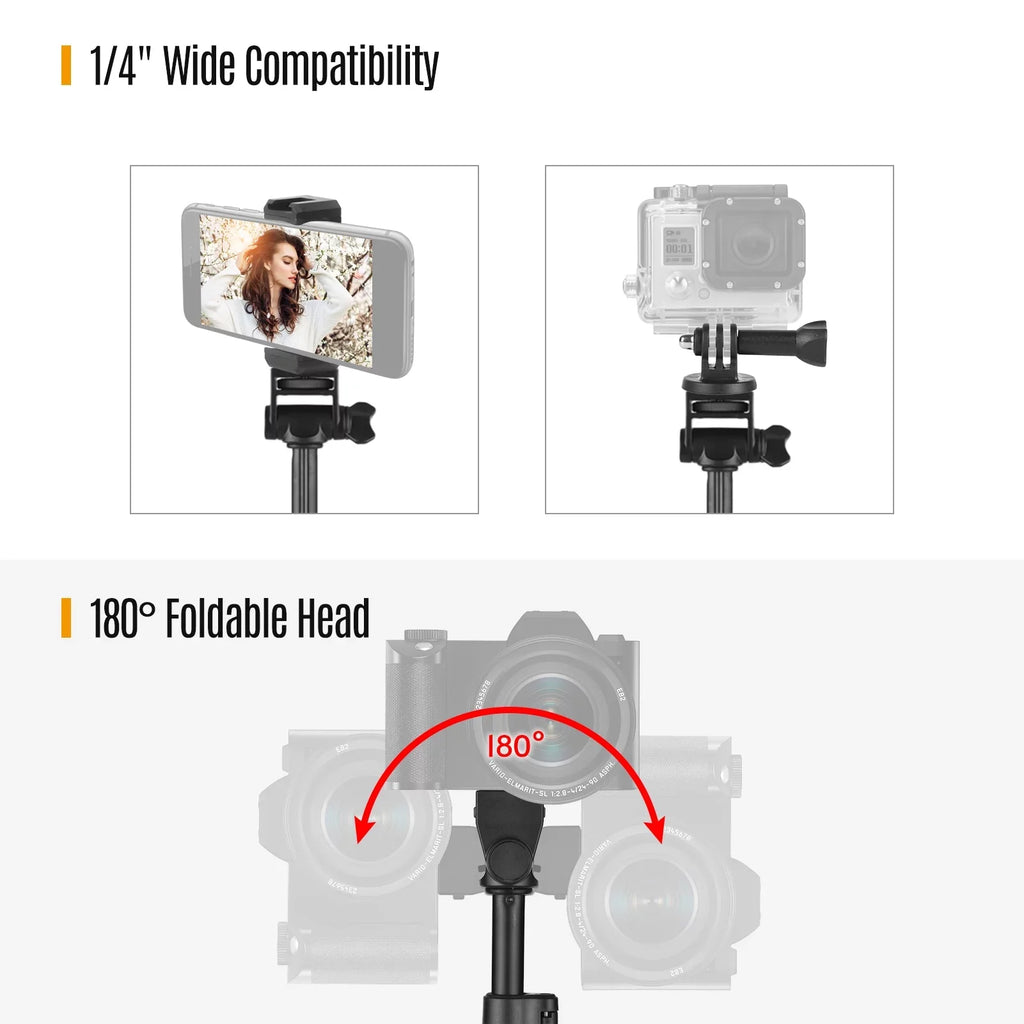 Cameras Stick to Includes Smartphones, for Holder, and 2-in-1 - Supports Camera Shutter 3KG, Selfie Andoer Action Tripod up and Phone Bracket, Phone 168cm/66in Action Mirrorless Remote Cameras, and