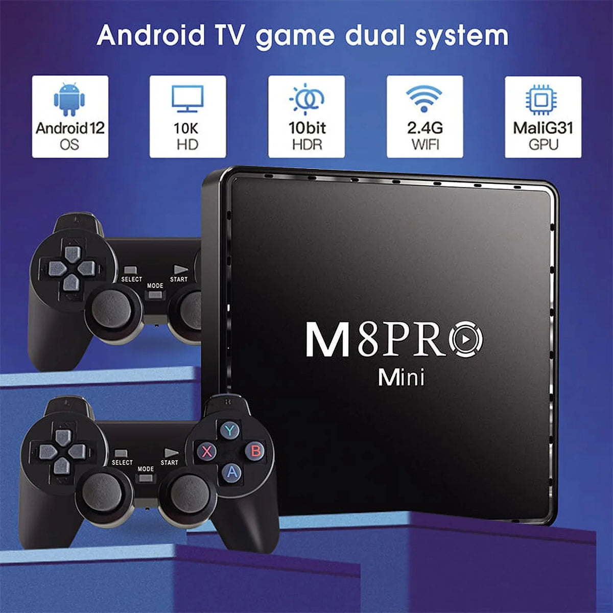 Retor System 100M 10000+ TV Pro and Android with Game Mini Game Dual Box M8 4K Game Controllers Wireless Box TV