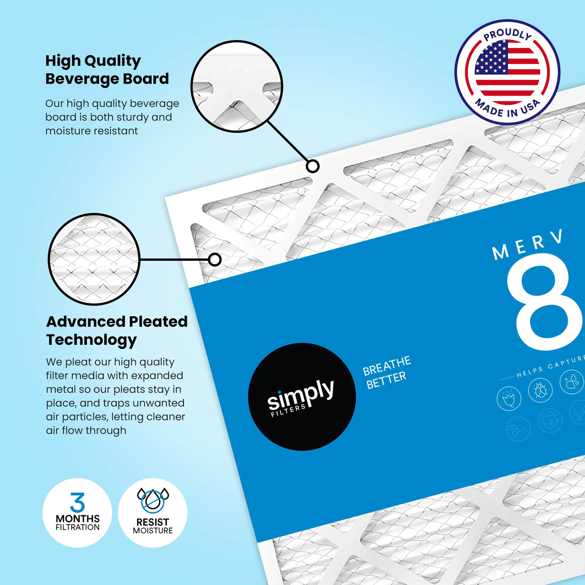 MERV 15x20x1 Mint Pleated HVAC Pack) (6 Furnace AC Filters Air 8, Air, Filter