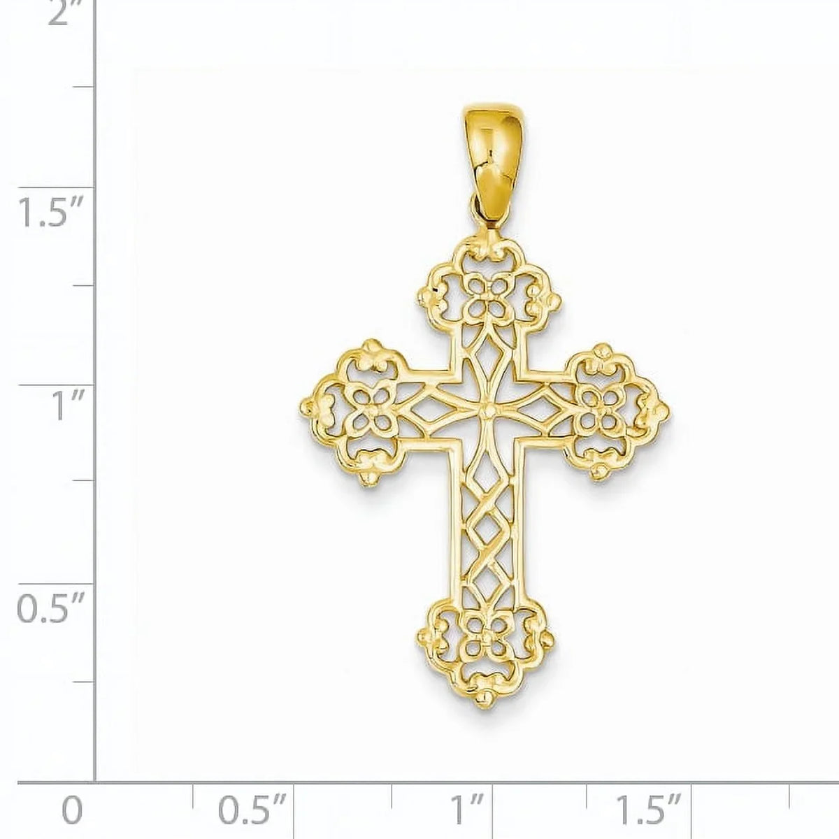 Beautiful Budded Cross 14K Lacey Pendant