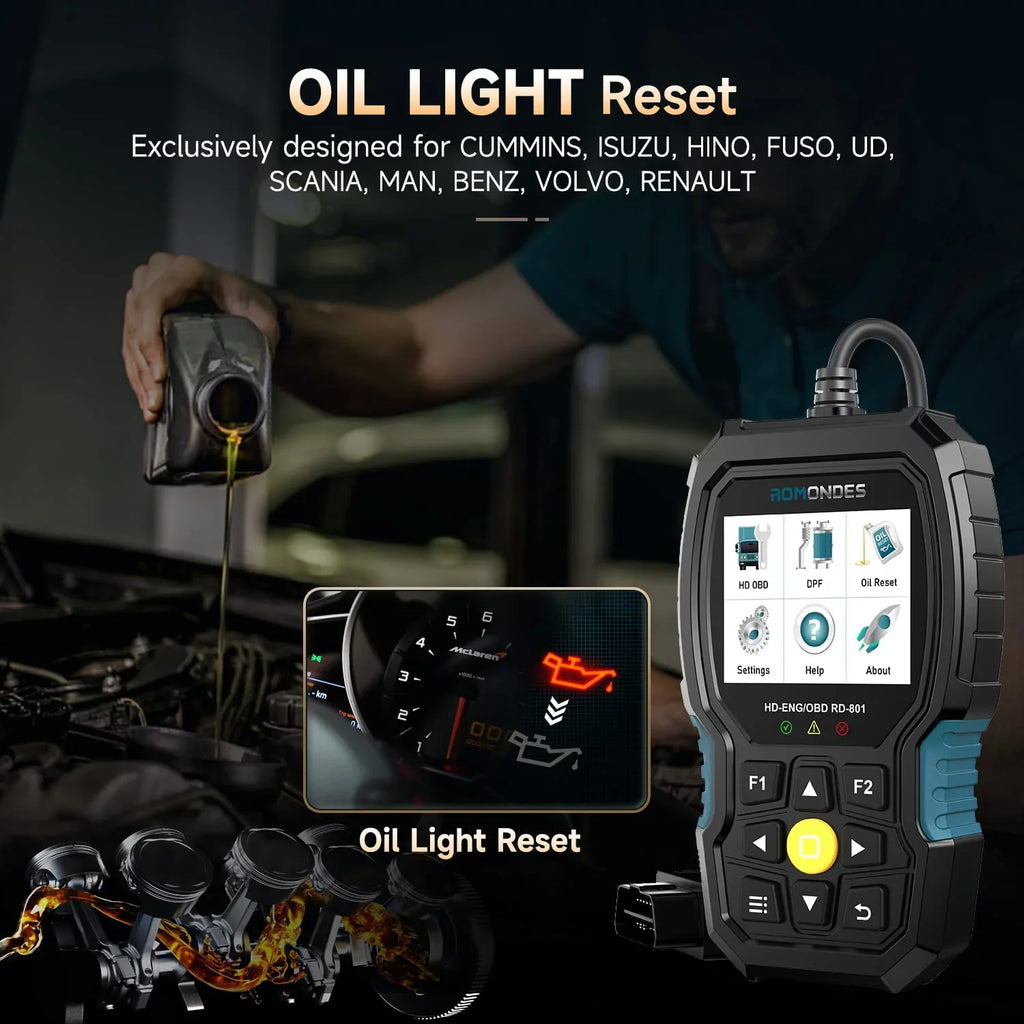 HD Scanner Diagnostic HD Scan Scanner Reader OBD OBD2 All Oil RD901 Car Romondes Duty Diesel Heavy System Code Duty in Light Tool DPF 2 Truck Reset Tool EOBD 1 Truck with OBD Heavy