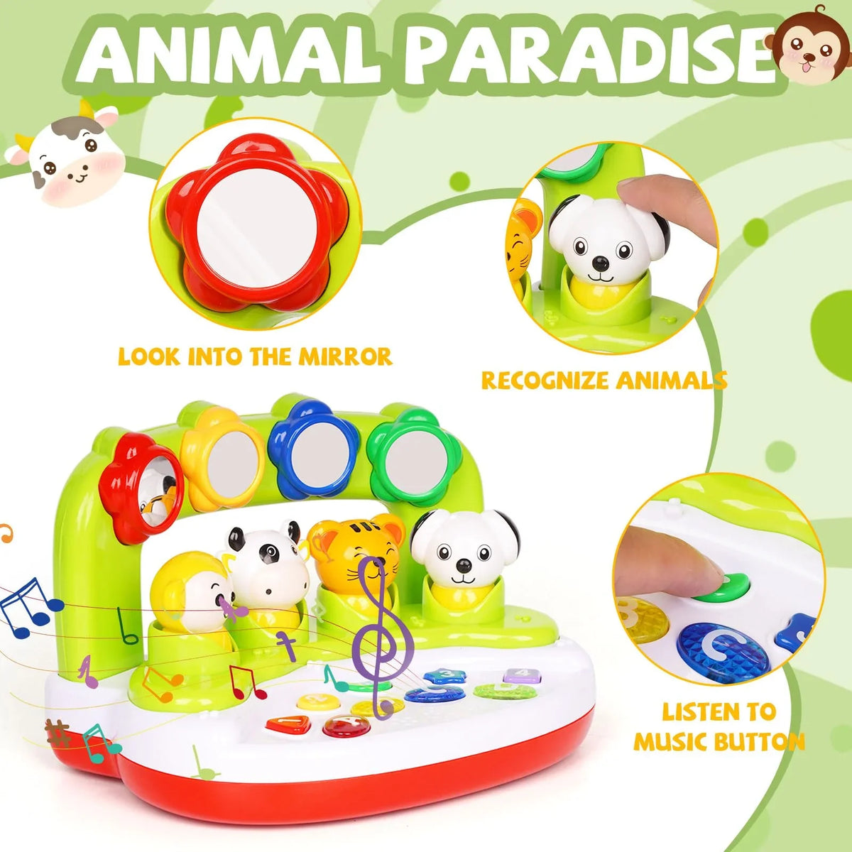 Months,Activity Music 6 & Learning Toy 12 Infant 12-18 Educational with Sensory Toys to Months, Animal Center Interactive Toy Light, Toys Baby Toys