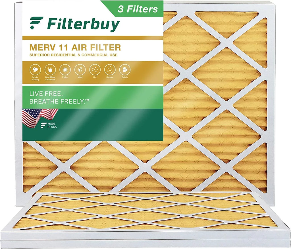 Air (3-Pack) Filterbuy Pleated 25x32x1 Furnace Filters AC 11 MERV HVAC