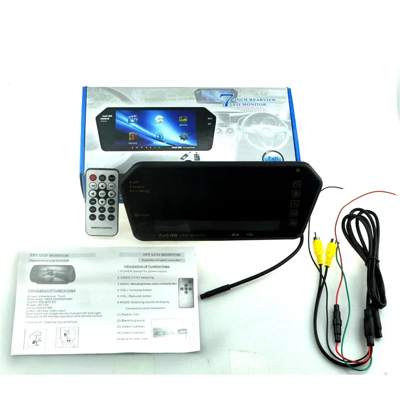 Car TFT FM Mirror RearView Bluetooth TF HD Full with Monitor Built-in Photo 7" LCD Car USB Display inch Mp5 Slot