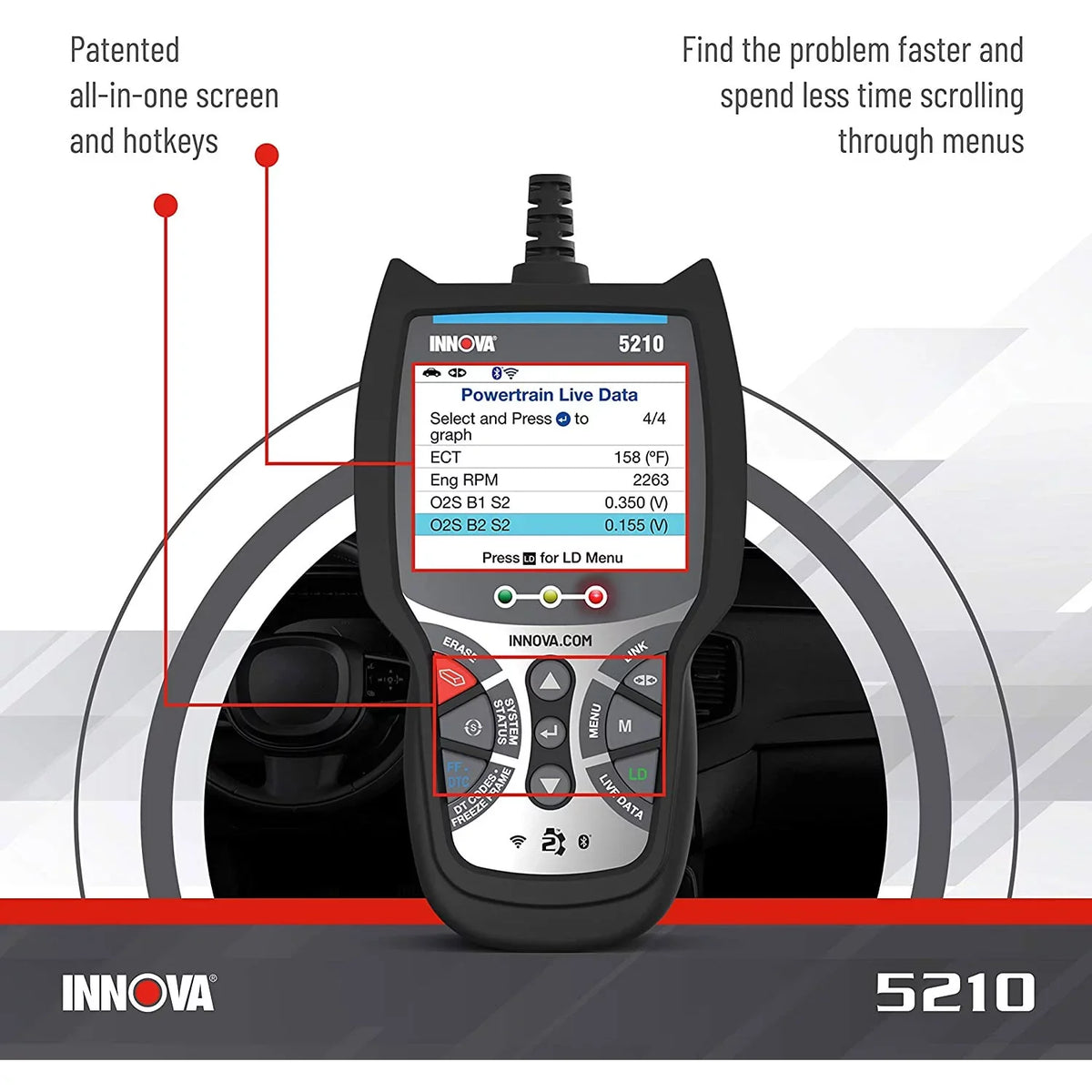 CarScan Reader Tool Diagnostic Automotive 5210 INNOVA Bluetooth Code Advisor