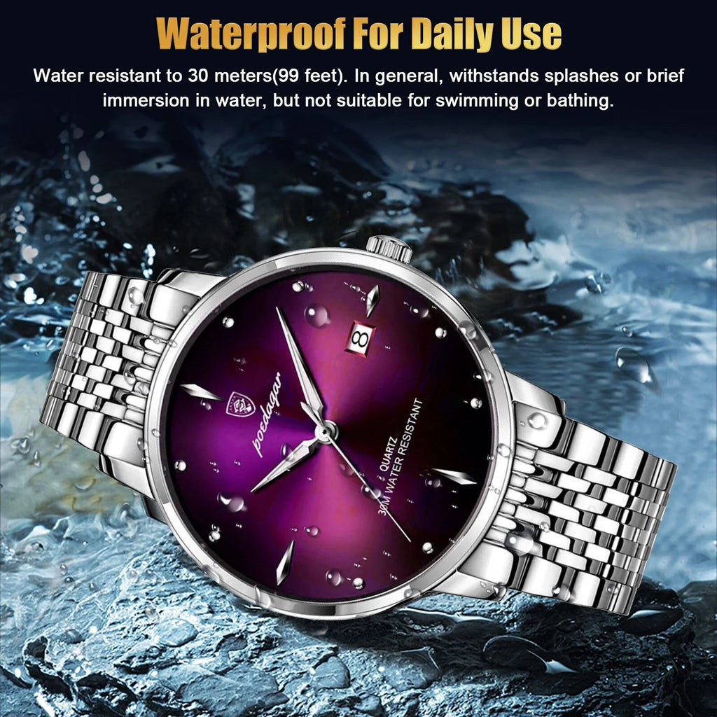 Quartz Men's Steel Waterproof Stainless Classic Luxury Wristwatch Luminous Watch