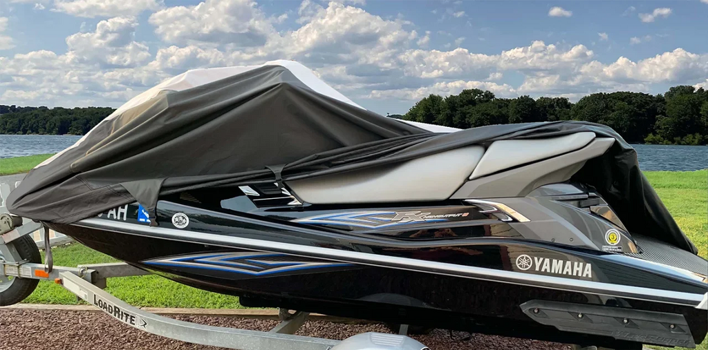 Yamaha HEAVY-DUTY JETSKI VX110 TOP Cover PWC 2005-2008 Jet Black/Grey SUPER Compatible LINE Cover THE OF Ski for