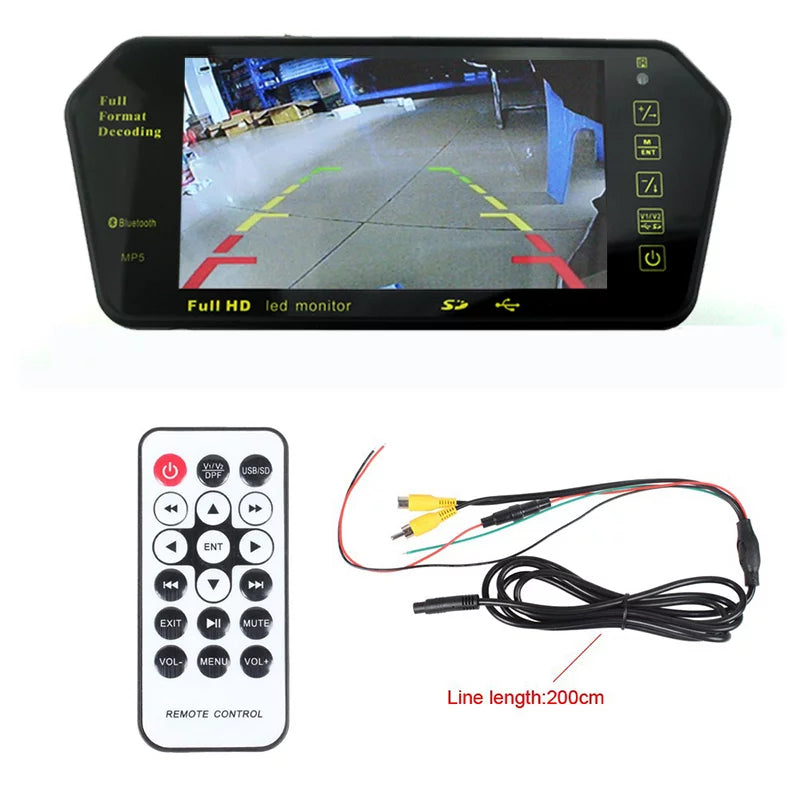 Car TFT FM Mirror RearView Bluetooth TF HD Full with Monitor Built-in Photo 7" LCD Car USB Display inch Mp5 Slot