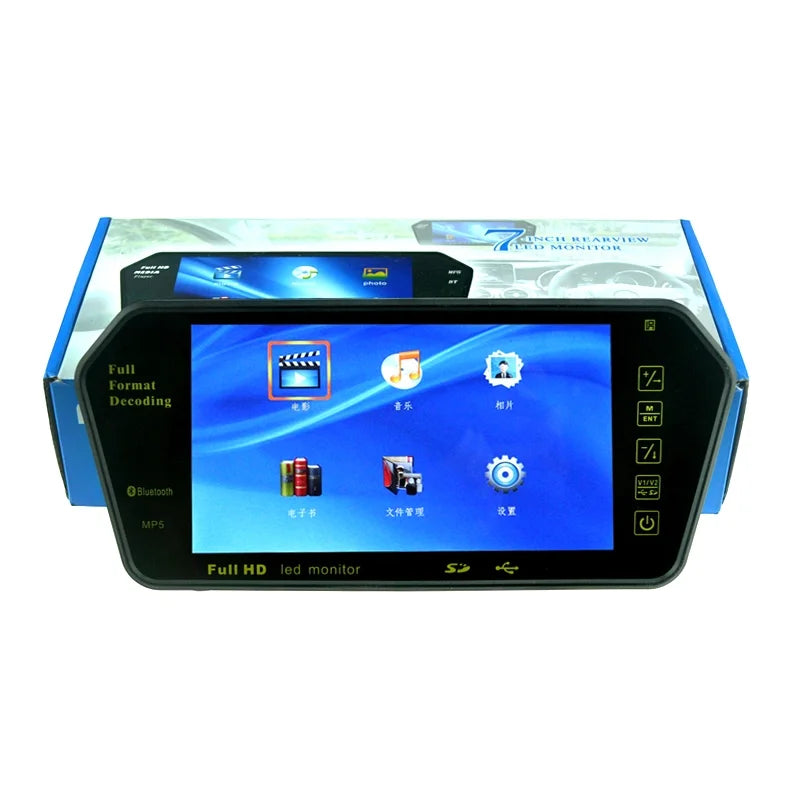 Car TFT FM Mirror RearView Bluetooth TF HD Full with Monitor Built-in Photo 7" LCD Car USB Display inch Mp5 Slot