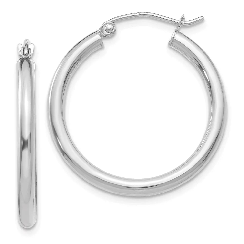 Teens; and Earrings; Lightweight 2.5mm Real and Gold Hoop 14kt Polished for White Tube Men Adults Women for