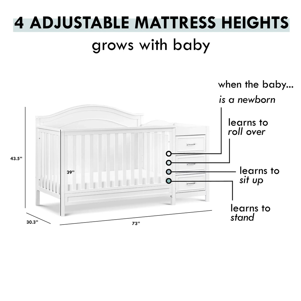 Combo Charlie White DaVinci and Crib in Changer Convertible 4-in-1