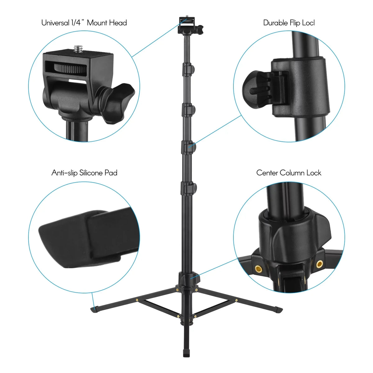 Cameras Stick to Includes Smartphones, for Holder, and 2-in-1 - Supports Camera Shutter 3KG, Selfie Andoer Action Tripod up and Phone Bracket, Phone 168cm/66in Action Mirrorless Remote Cameras, and