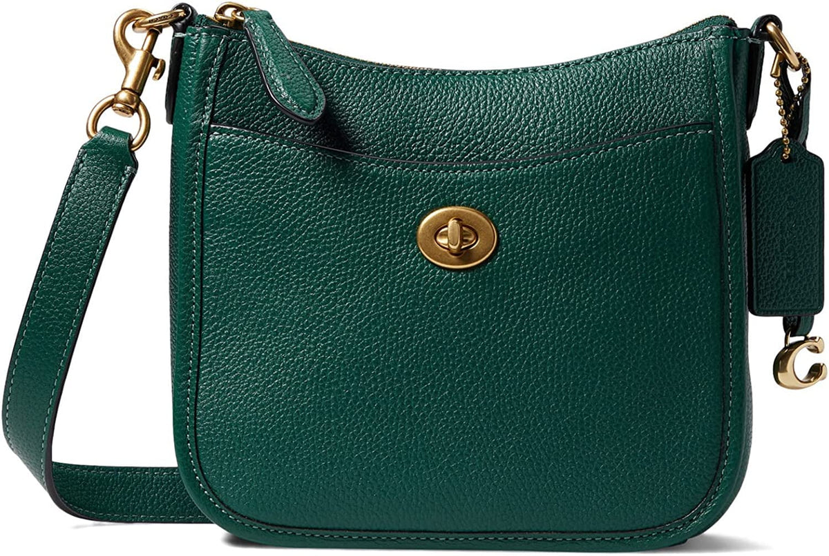 Polished Leather 19 Pine COACH Chaise Pebble dimension Crossbody One Dark