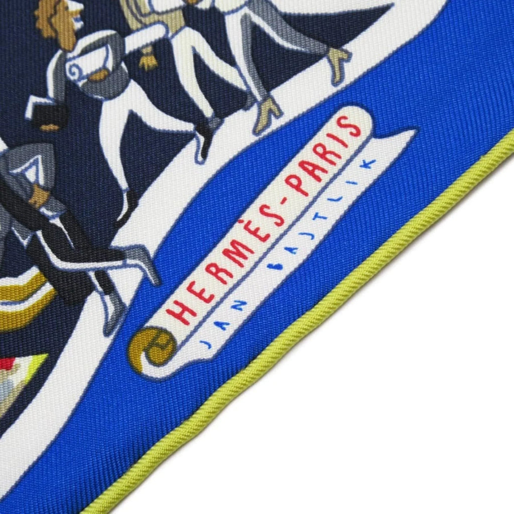 Series Blue Scarf Pre-Owned 90 New) UNIVERSELL HERMES (Like Hermes EXPOSITION Exposition 100% Silk World Carre